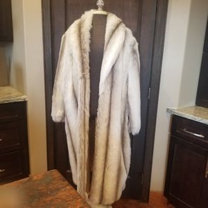 Vintage Monterey Fashions Faux Fur Silver Fox Coat XL